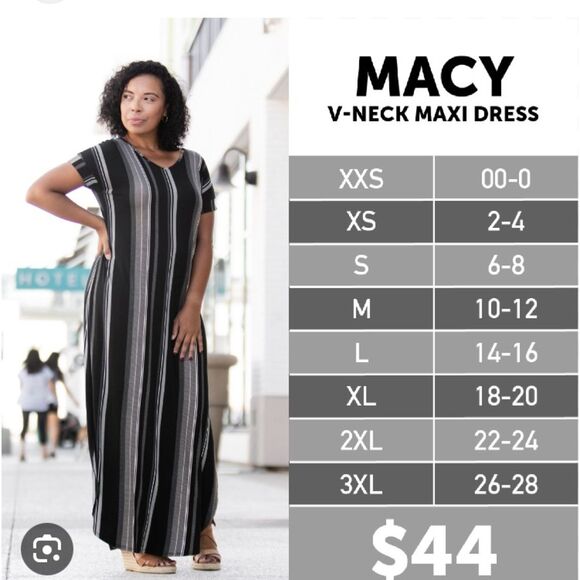 LuLaRoe Macy Striped Maxi Dress with Side Vents Sz M NWT - Picture 10 of 11